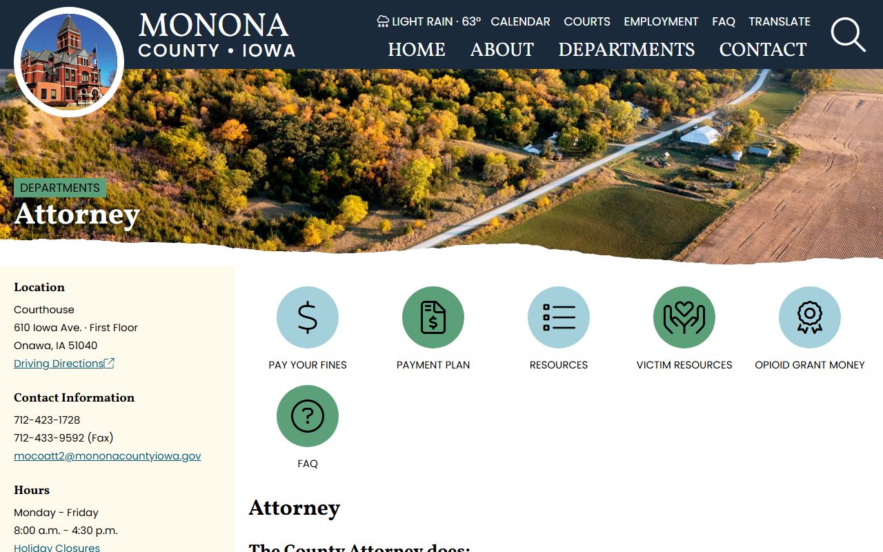 Monona County court records after arrest county attorney prosecution source